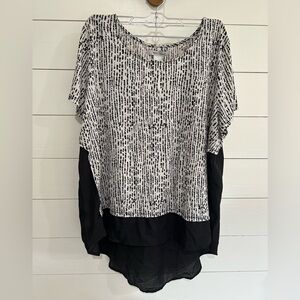 White House Black Market Black and White Layered Blouse